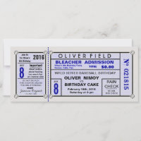 Stadion Ticket Baseball Blue Birthday
