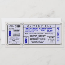 Stadion Ticket Baseball Blue Birthday