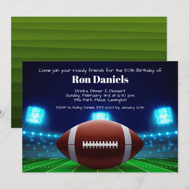 Stadium Lights Football Einladung zum Geburtstag (Vorne/Hinten)