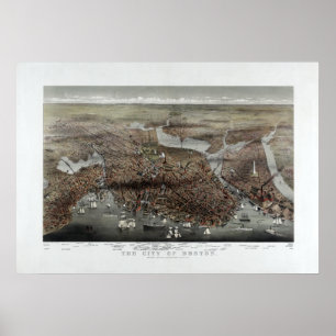 Stadt 1873 von Boston, Vogel-Augen-Ansicht MAs Poster