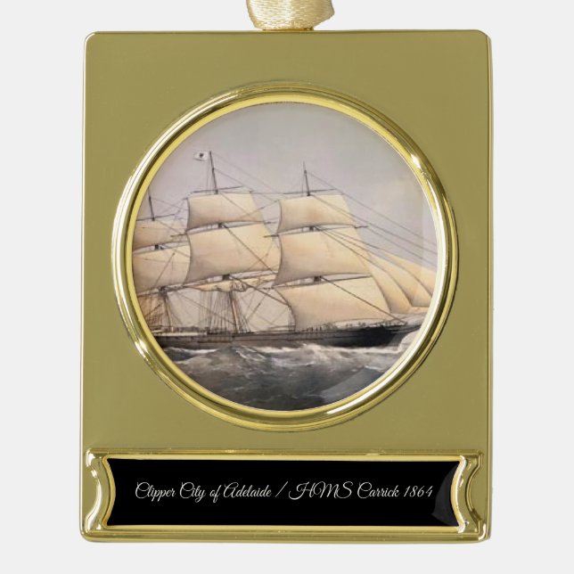 Stadt Adelaide Clipper Schiff 1800 Banner-Ornament Gold (Vorderseite)