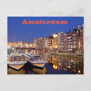 Stadt Amsterdam durch Nacht Postkarte