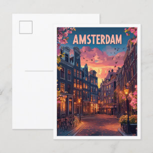 Stadt Amsterdam Niederlande Vintage Reise Postkarte