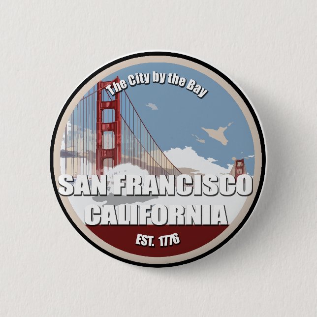 Stadt an der Bucht, San Francisco Kalifornien Button (Vorderseite)