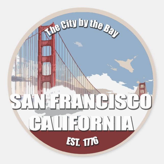 Stadt an der Bucht, San Francisco Kalifornien Runder Aufkleber (Vorderseite)