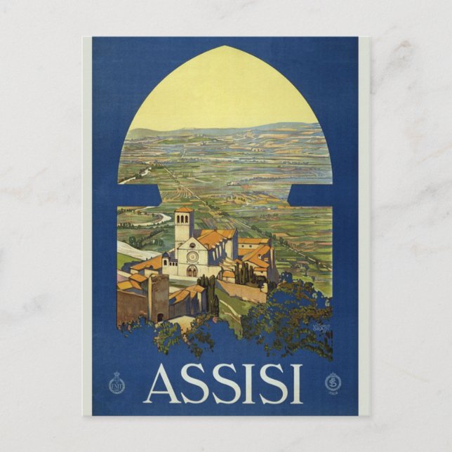 Stadt Assisi Italien Vintag Postkarte (Vorderseite)