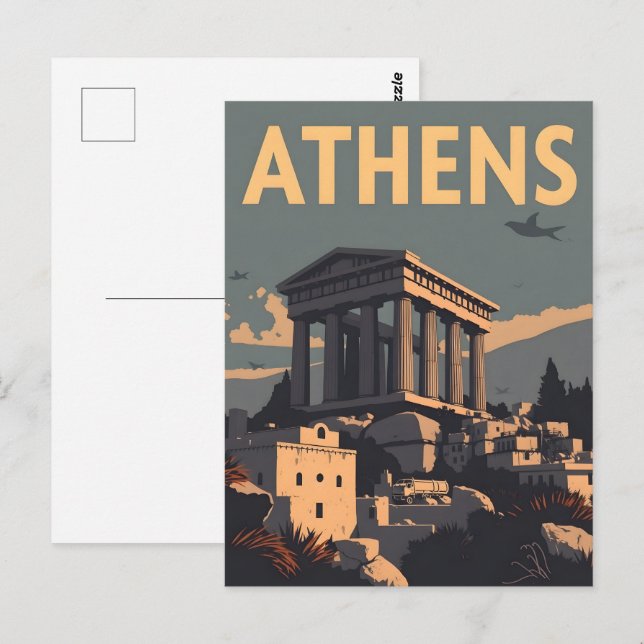Stadt Athen Postkarte (Vorne/Hinten)