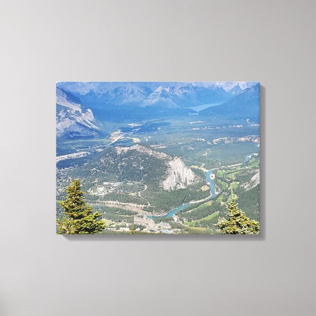 Stadt Banff vom Gipfel des Schwefelberges Leinwanddruck (Vorderseite)