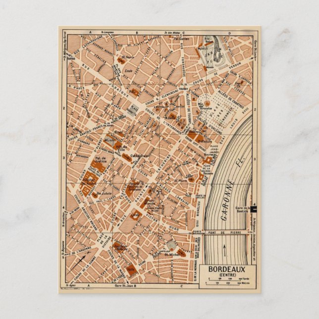 Stadt Bordeaux Vintage Postkarte (Vorderseite)