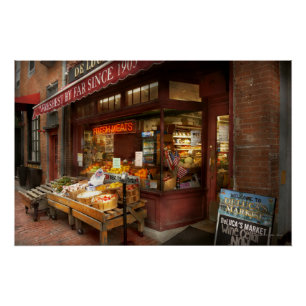 Stadt - Boston Ma - Frische Fleischwaren und Obst Poster
