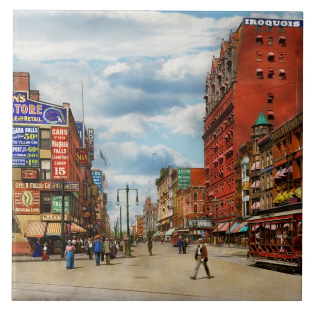 Stadt - Buffalo NY - Zeichen der Zeit 1900 Fliese (Vorderseite)