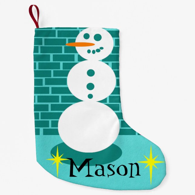 Stadt-Bürgersteigsnowman-WeihnachtsStrumpf Kleiner Weihnachtsstrumpf (Vorderseite)