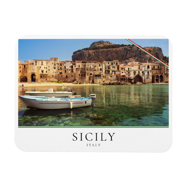 Stadt Cefalu auf Sizilien in Italien Magnet (Horizontal)