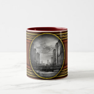 Stadt - Chicago, IL - Blick in die Zukunft SW Zweifarbige Tasse