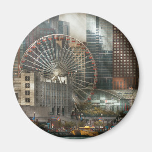 Stadt - Chicago, IL - Luftdruck Magnet