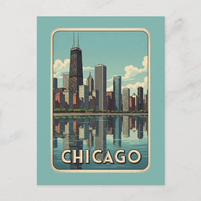 Stadt Chicago Postkarte (Vorderseite)
