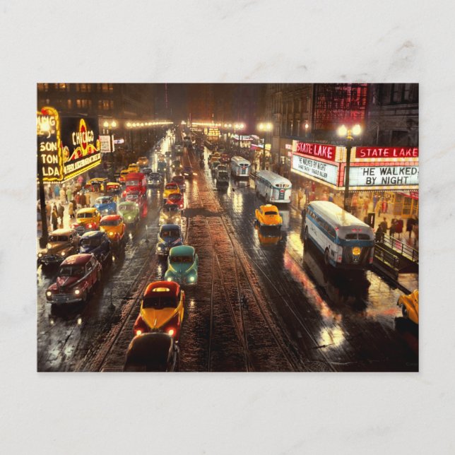 Stadt - Chicago - Sie gingen nachts 1949 Postkarte (Vorderseite)