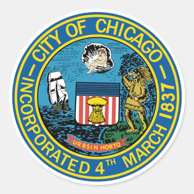 Stadt Chicago Siegel Runder Aufkleber (Vorderseite)