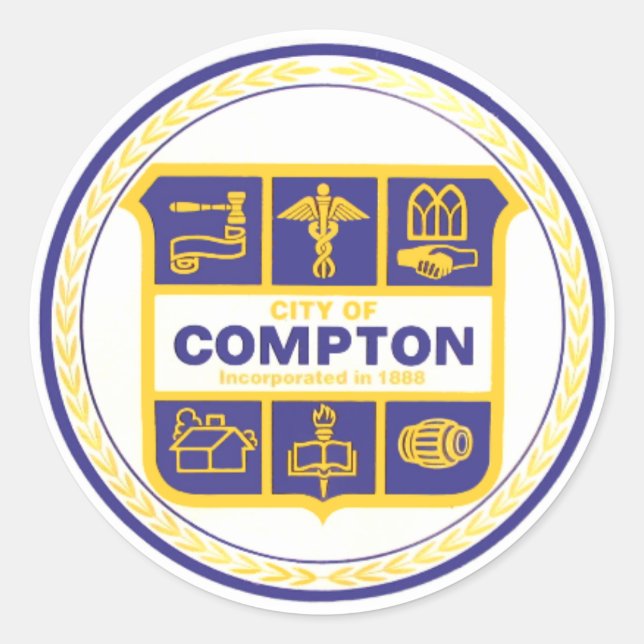 Stadt Compton Siegel (Kalifornien) Runder Aufkleber (Vorderseite)