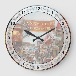 Stadt - Coney Island NY - Bowery Bier 1903 Große Wanduhr