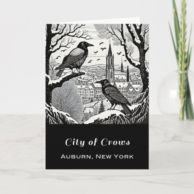 Stadt der eingeklappten Crows-12x18, innen leer Dankeskarte (Vorderseite)