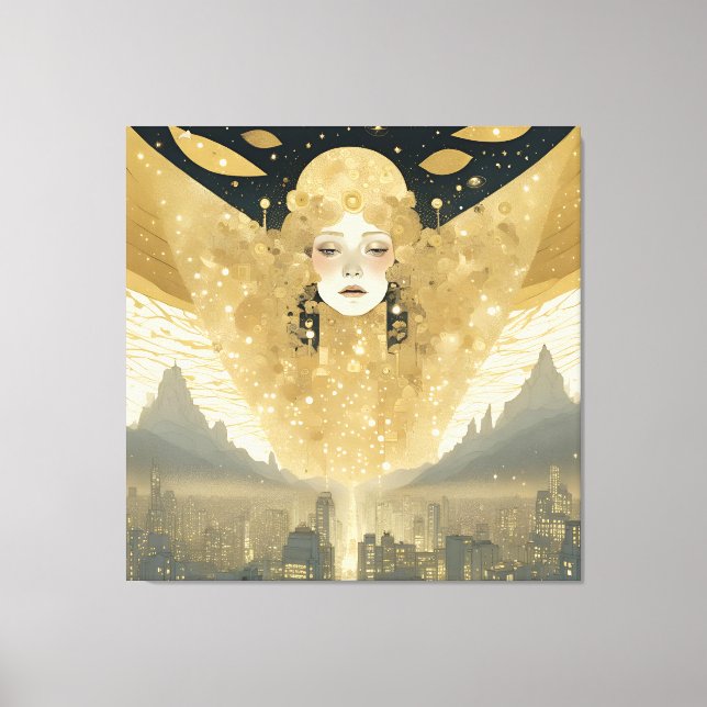 Stadt der Engel Frau in Gold Leinwanddruck (Vorderseite)