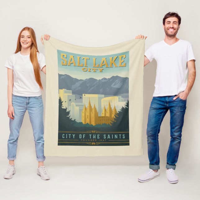 Stadt der Heiligen | Salt Lake City, Utah Fleecedecke (Beispiel)