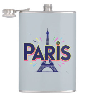 Stadt der Lichter: Bold Paris Typografy Art Flachmann