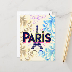 Stadt der Lichter: Bold Paris Typografy Art Postkarte