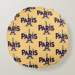 Stadt der Lichter: Bold Paris Typografy Art Rundes Kissen
