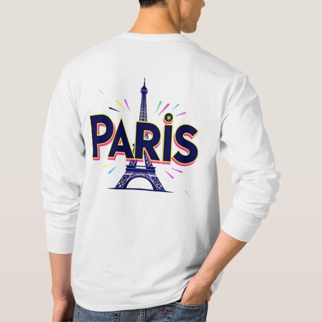 Stadt der Lichter: Bold Paris Typografy Art T-Shirt (Rückseite)
