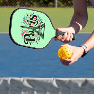 Stadt der Lichter: Kühne Pariser Typografie-Kunst Pickleball Schläger