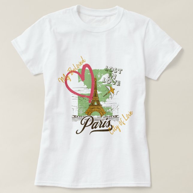 Stadt der Liebe, Paris T-Shirt (Design vorne)