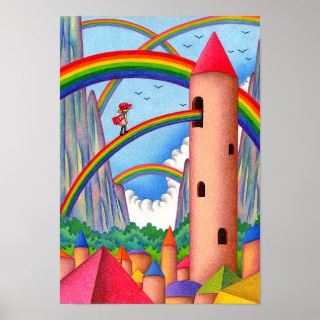 Stadt des siebenfarbigen Regenbogens. Poster (Vorne)
