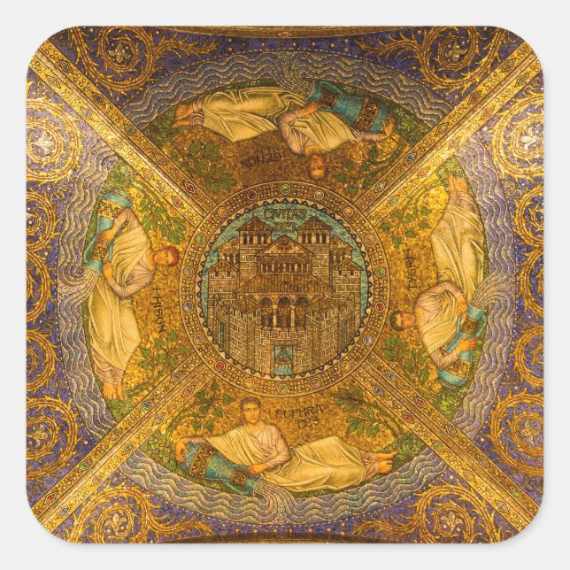 Stadt Gottes Neo Byzantinische Decke der Kathedral Quadratischer Aufkleber (Vorderseite)