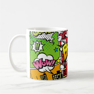 Stadt Hintergrundmaterial mit Comic-Art-Stil Sprec Kaffeetasse