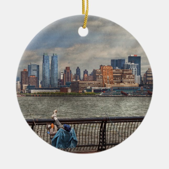 Stadt - Hoboken, NJ - Fischen - das angenehme Keramikornament (Vorne)