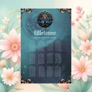 Stadt im Schatten des luxuriösen Baumes des Lebens Poster