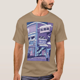 Stadt im schneebedeckten Winter-Gebäude T-Shirt