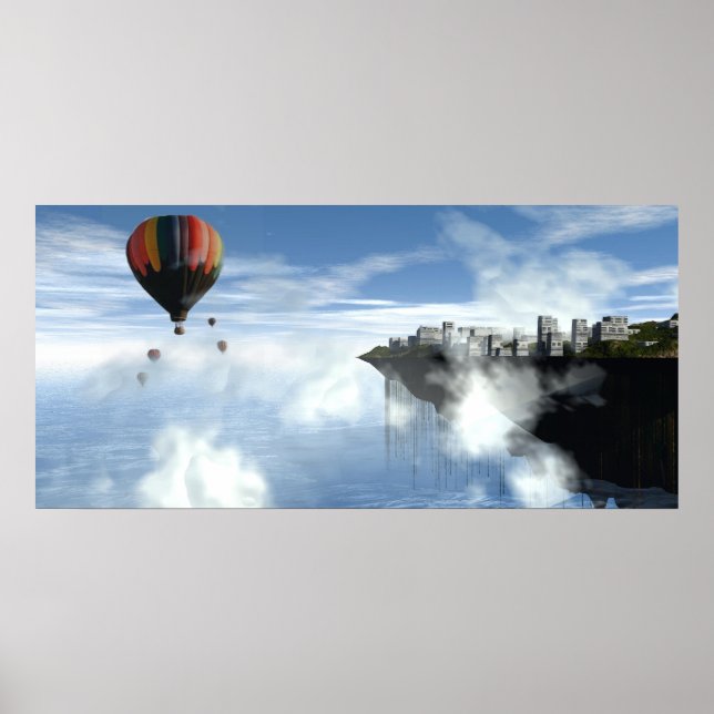 Stadt in den Wolken Abstrakt drucken Poster (Vorne)