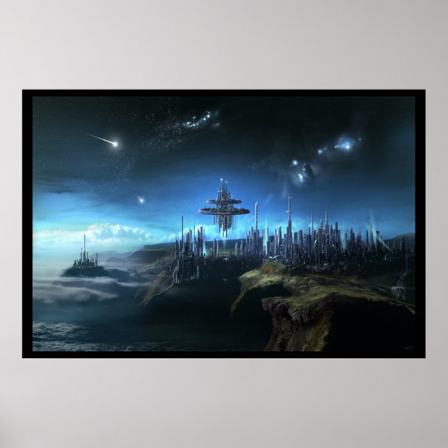 Stadt in den Wolken Poster (Vorne)