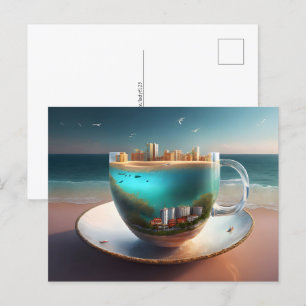 Stadt in der Tasse, Postüberquerung Postkarte
