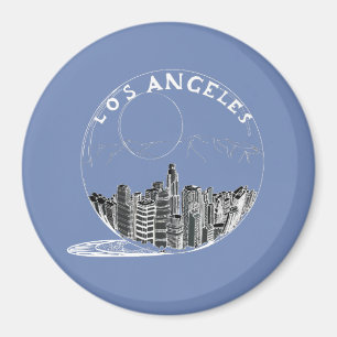 Stadt in einer Glasschale. Los Angeles Magnet