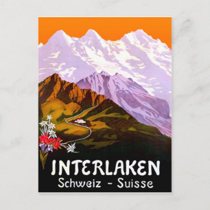 Stadt Interlaken unter den Schweizer Bergen Postkarte