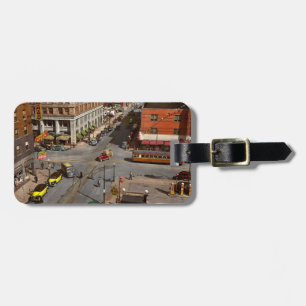 Stadt - Iowa - Des Moines - Walnut & Fourth 1940 Gepäckanhänger