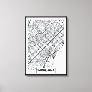 Stadt-Karte Barcelonas, Spanien   Leinwanddruck