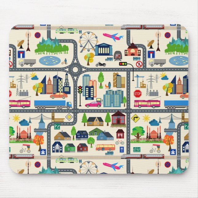 Stadt-Karten-Muster Mousepad (Vorne)
