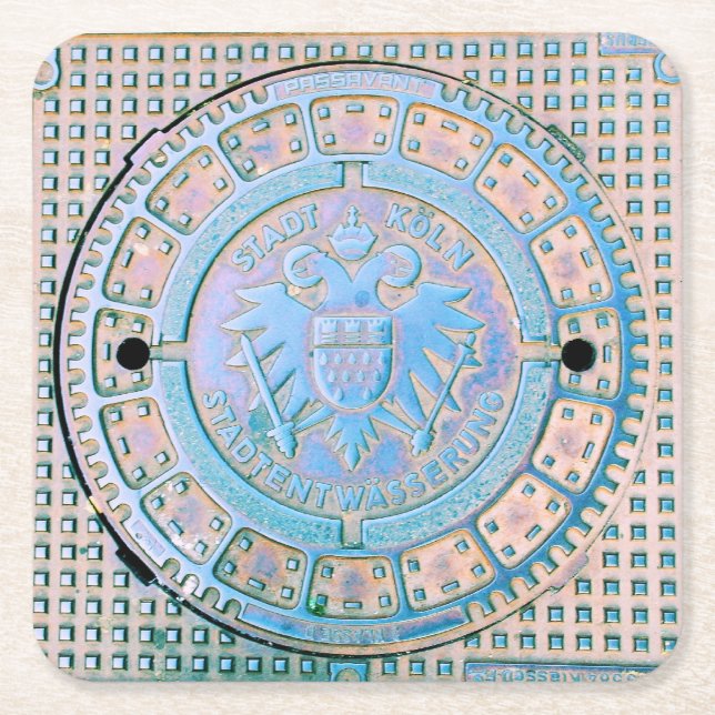 Stadt Koln, Deutschland (Köln) Versorgungsabdeckun Rechteckiger Pappuntersetzer (Vorderseite)