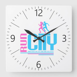 Stadt laufen quadratische wanduhr