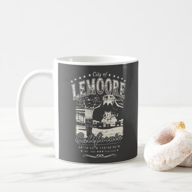 STADT LEMOORE - KINGS KALIFORNIEN VINTAG KAFFEETASSE (Mit Donut)